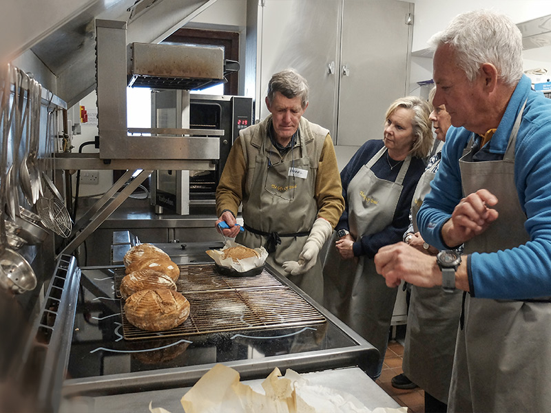 training club members sourdough in sailing club kitchen